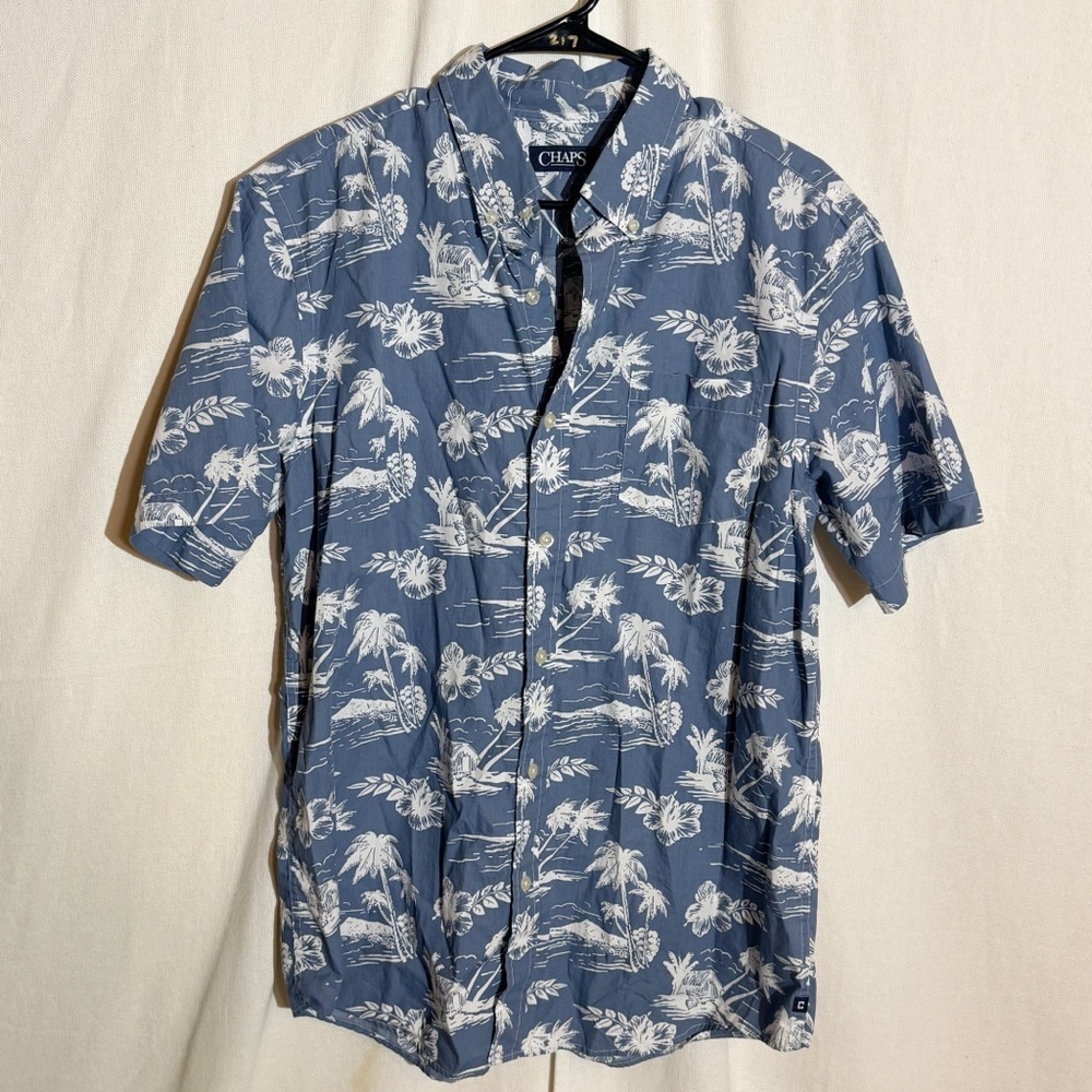 Chaps // pale Blue Tropical Print Men's Shirt size large
